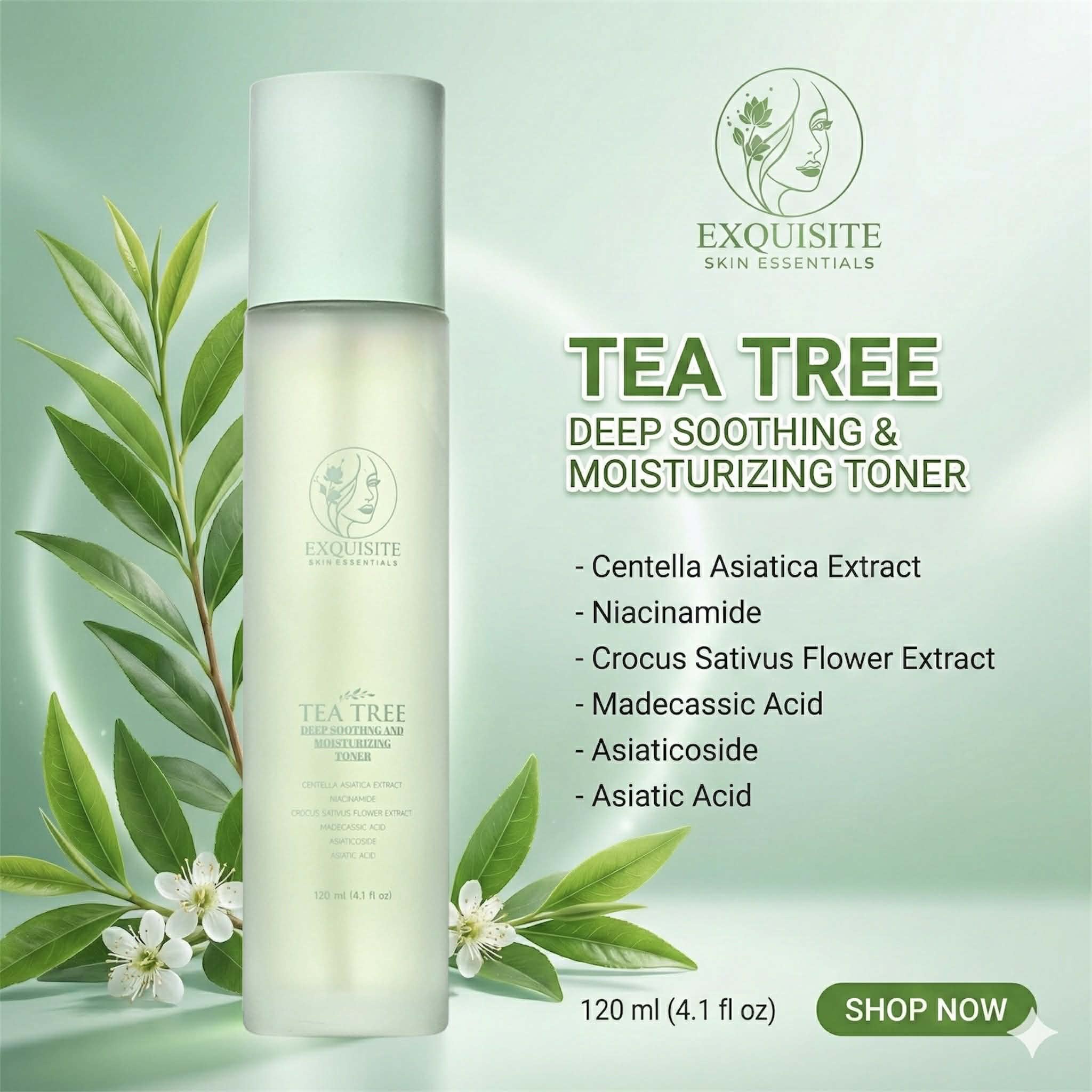ESE_Tea Tree Oil Toner (Deep Soothing and Moisturizing), Acne Toner, Healing Facial Toner