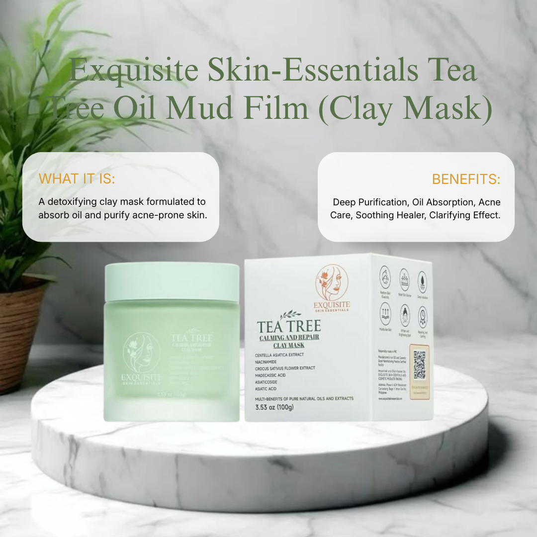 ESE_Tea Tree Calming & Repair Mud Clay Mask, Deep Pore Cleansing & Soothing Facial Treatment
